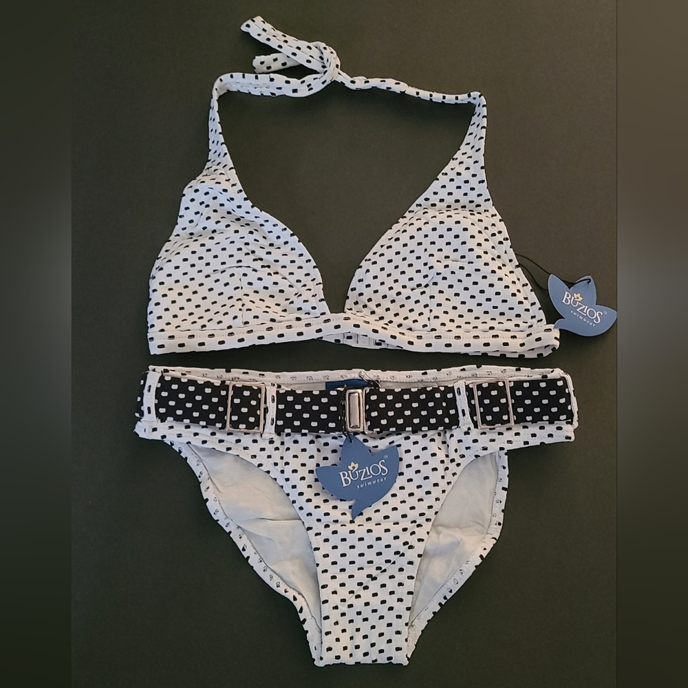2pc Buzios Brazilian Pokadot Bikini Black/White sz M 👙